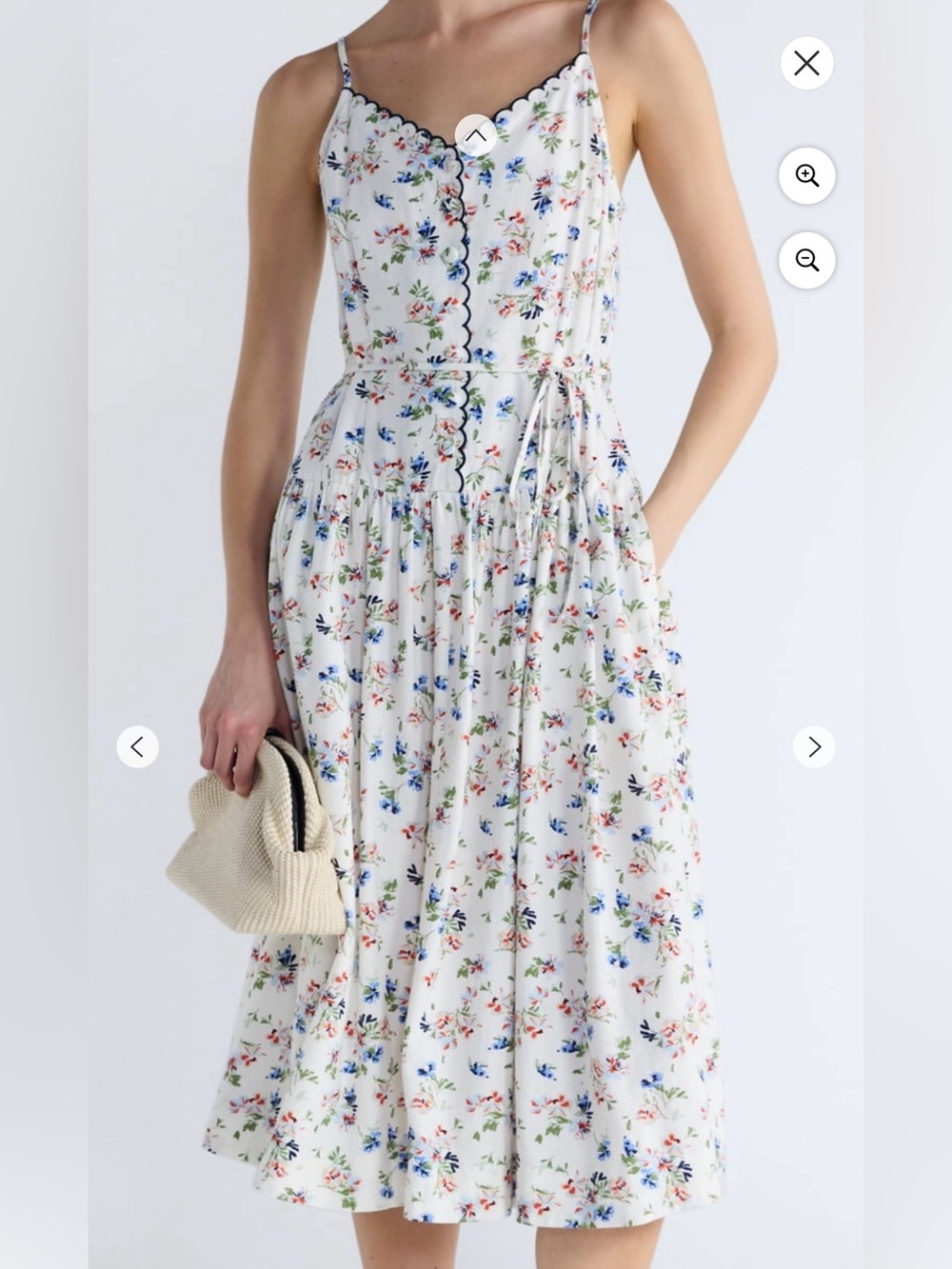 BNWT Free Assembly Cream Floral Midi Sundress with Spaghetti Straps